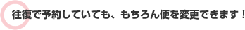 往復で予約していても、もちろん便を変更できます！